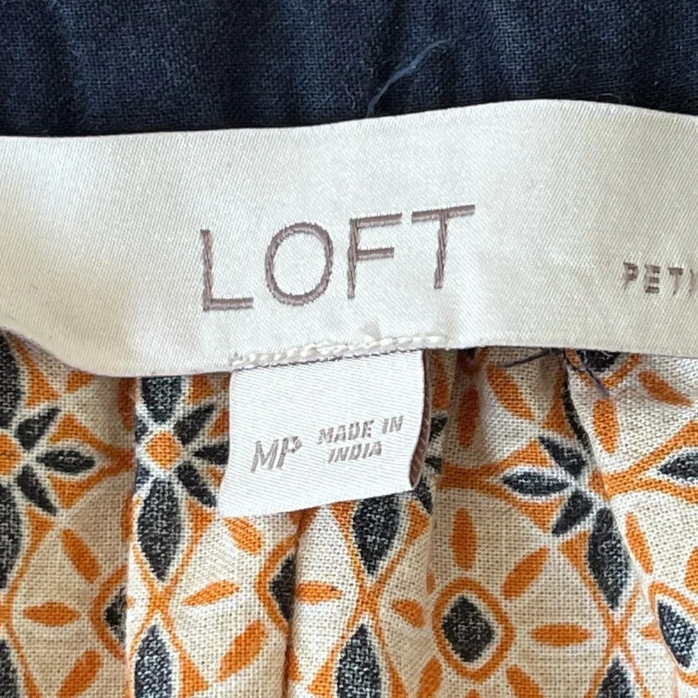 LOFT 'Foulard' Tie Neck Puff Sleeve Top Mixed Bohemian Print Cotton Size MP